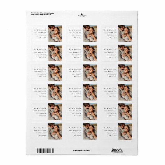 Koppel foto bruiloft retour adreslabel etiket (Full Sheet)