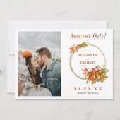 Koppel Foto Herfst Pompoenen Herfst Bruiloft Save The Date (Voorkant)