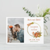 Koppel Foto Herfst Pompoenen Herfst Bruiloft Save The Date (Staand voorkant)