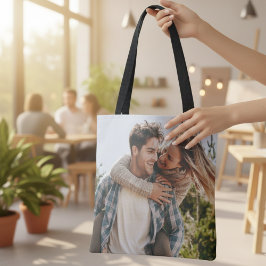 Koppel Foto Jouw Eigen Twee Beeld Dubbele Zijde Tote Bag