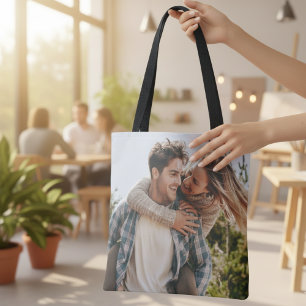 Koppel Foto Jouw Eigen Twee Beeld Dubbele Zijde Tote Bag