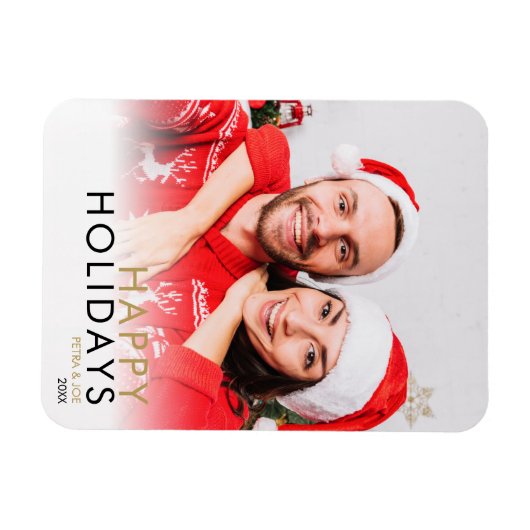 Koppel Foto Moderne Kerst Gelukkige Feestdagen Magneet (Horizontaal)