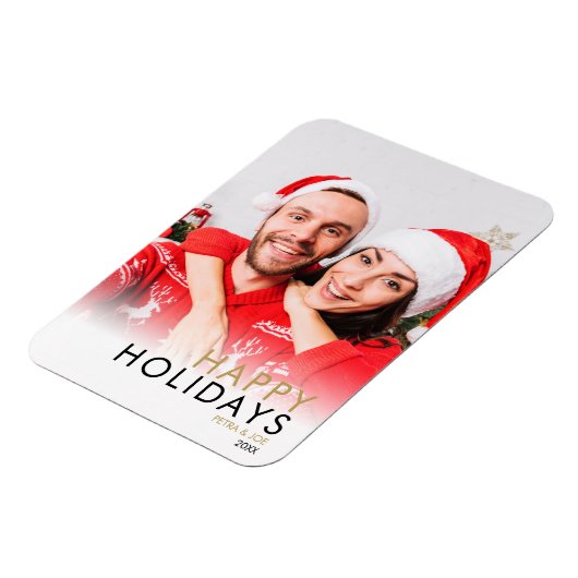 Koppel Foto Moderne Kerst Gelukkige Feestdagen Magneet (Linkerzijde)