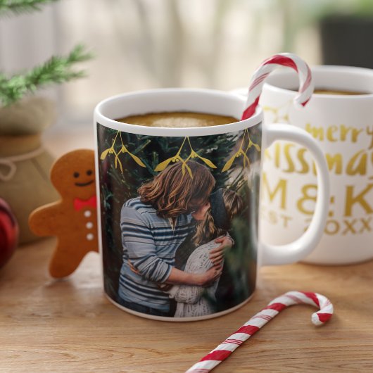 Koppel Foto Monogram Mistletoe Kerstmis Mok