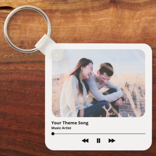 Koppel Foto Muziek Plaque Favoriete Song QR Code Sleutelhanger (Voorkant)