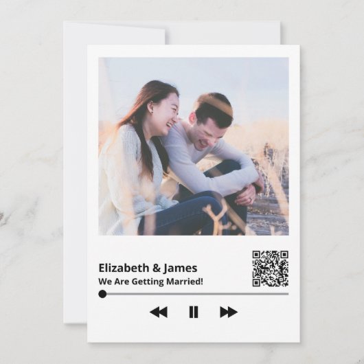 Koppel Foto QR Code Unieke bruiloft uitnodiging (Voorkant)