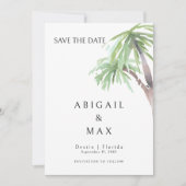 Koppel Foto Waterverf Palmboom Bewaar de Datum Save The Date (Voorkant)