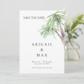 Koppel Foto Waterverf Palmboom Bewaar de Datum Save The Date (Staand voorkant)