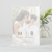 Koppel gedempte foto gouden tekst Sla de datum op Save The Date (Staand voorkant)