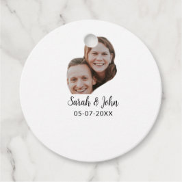 Koppel gezicht foto toevoegen naam datum eenvoudig bedankjes labels