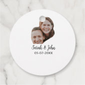 Koppel gezicht foto toevoegen naam datum eenvoudig bedankjes labels (Achterkant)