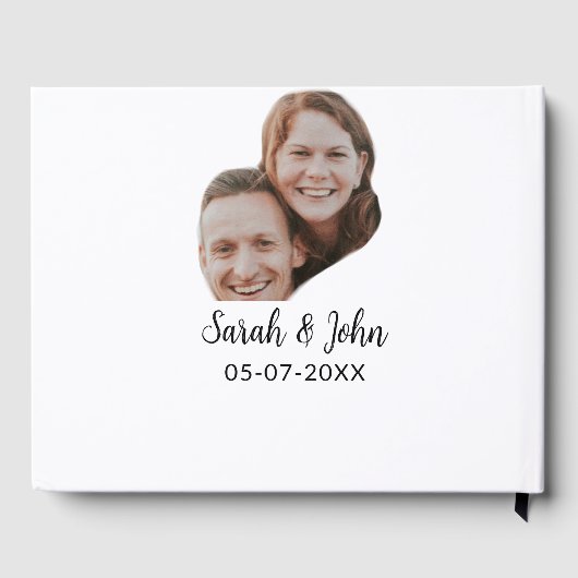 Koppel gezicht foto toevoegen naam datum eenvoudig gastenboek (Achterkant)