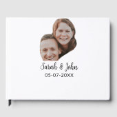 Koppel gezicht foto toevoegen naam datum eenvoudig gastenboek (Voorkant)