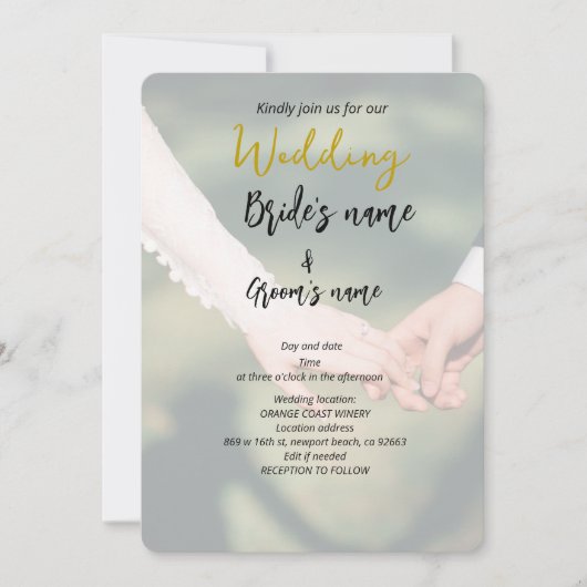 koppel hand in hand trouwen save the date (Voorkant)