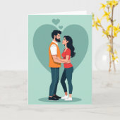 Koppel Hart Liefde Kaart (Gele Bloem)