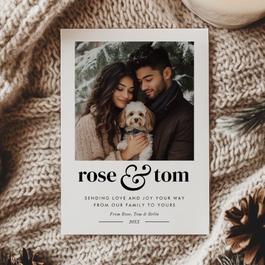 Koppel Huisdier Vakantie Hart Foto Feestdagenkaart