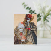 Koppel in Carnavalskostuum, Venetië Briefkaart (Staand voorkant)