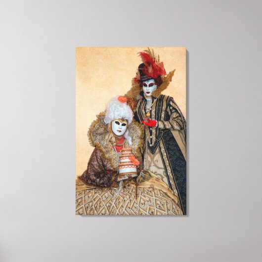Koppel in Carnavalskostuum, Venetië Canvas Afdruk (Voorkant)