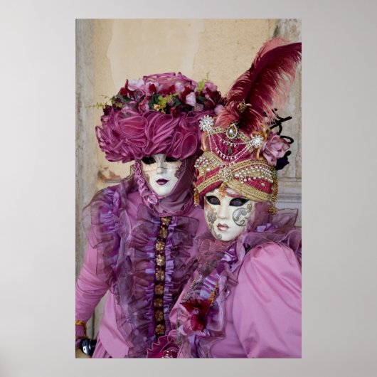 Koppel in Carnavalskostuum, Venetië Poster (Voorkant)