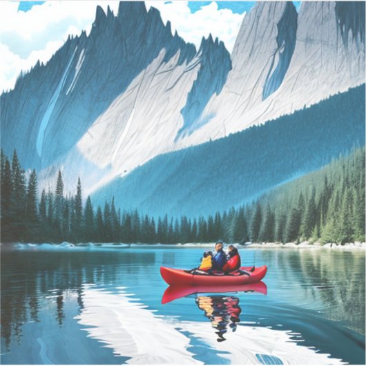 Koppel kajakken thema sticker (Voorkant)