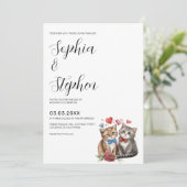 Koppel Katten Verliefd Trouwen Kaart (Staand voorkant)