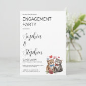 Koppel katten verliefd verlovingsfeest kaart (Staand voorkant)