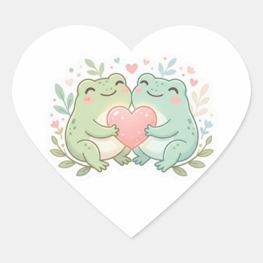 Koppel Kikker Sticker Schattig Twee Kikkers Liefde (Voorkant)