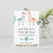 Koppel Lama Trouw Save the Date Aankondiging (Staand voorkant)