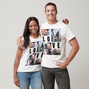 Koppel Liefde 4 Foto Collage Sjabloon T-shirt