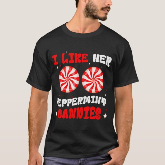 Koppel Matching Kerstmis Ik vind haar pepermunt C T-shirt (Voorkant)