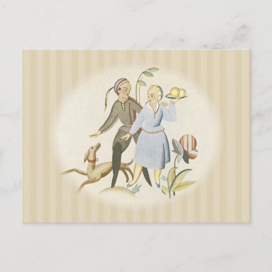 Koppel met hond briefkaart (Voorkant)