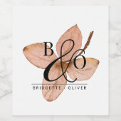 Koppel Modern Monogram Op Rustieke Waterverf Leaf Wijn Etiket (Enkel label)