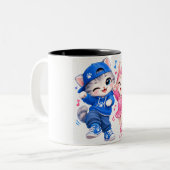 Koppel mok Cute Dancing Cats Koppel Mok | (Voorkant links)