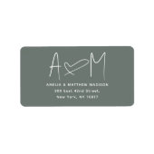 Koppel Monogram Hart Groen Retouradres Etiket (Voorkant)
