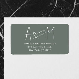 Koppel Monogram Hart Groen Retouradres Etiket