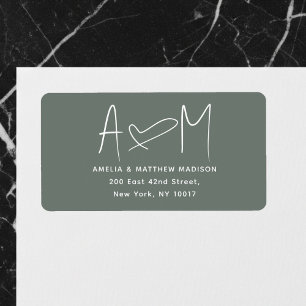 Koppel Monogram Hart Groen Retouradres Etiket
