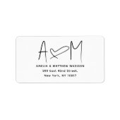 Koppel Monogram Hart Wit Retouradres Etiket (Voorkant)