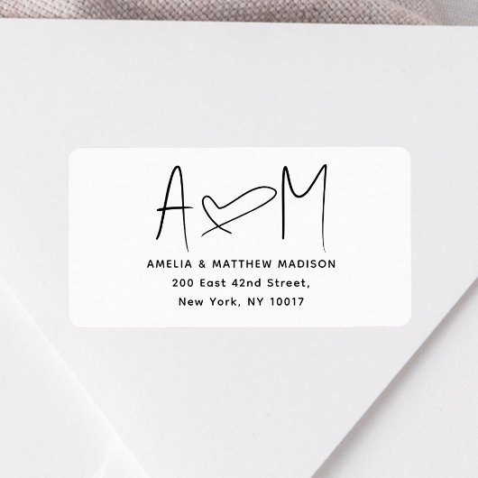 Koppel Monogram Hart Wit Retouradres Etiket