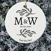 Koppel Monogram Huwelijk Save the Date Botanical Keramisch Ornament