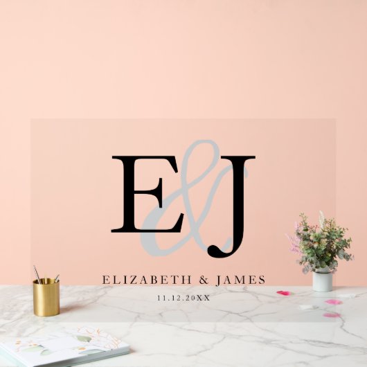 Koppel Monogram Initialen Elegant Trouwteken Acryl Bord (Huwelijk)