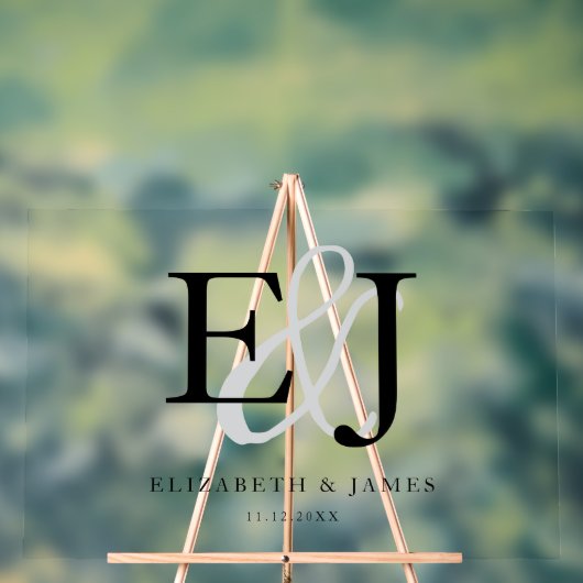 Koppel Monogram Initialen Elegant Trouwteken Acryl Bord (Neutraal)