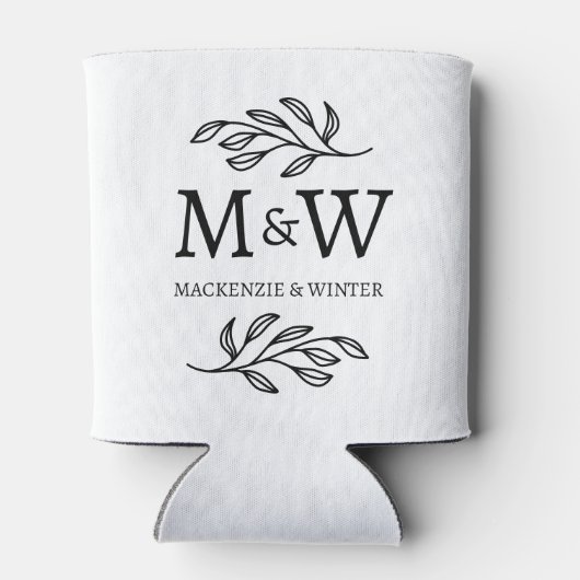 Koppel Monogram Namen Huwelijk Elegant Botanisch Blikjeskoeler (Achterkant)