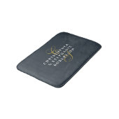 Koppel Monogram Navyblauw Goud Wit Minimalistisch Badmat (Gekanteld)