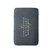 Koppel Monogram Navyblauw Goud Wit Minimalistisch Badmat (Voorkant Verticaal)