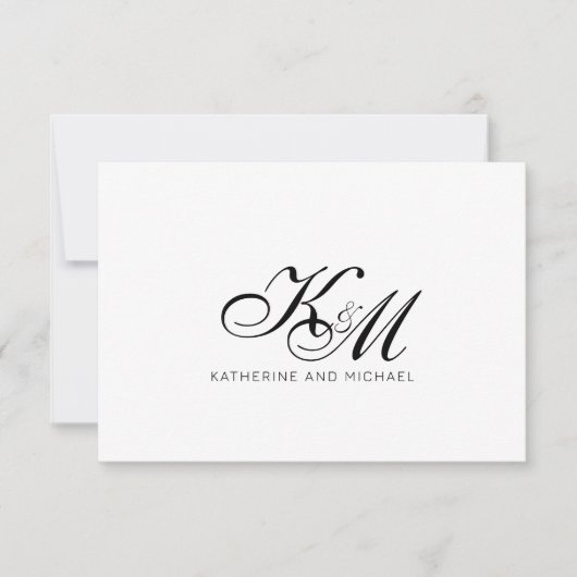 Koppel Monogram Script Initialen Naam Notitiekaartje (Voorkant)