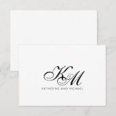 Koppel Monogram Script Initialen Naam Notitiekaartje (Voorkant / Achterkant)