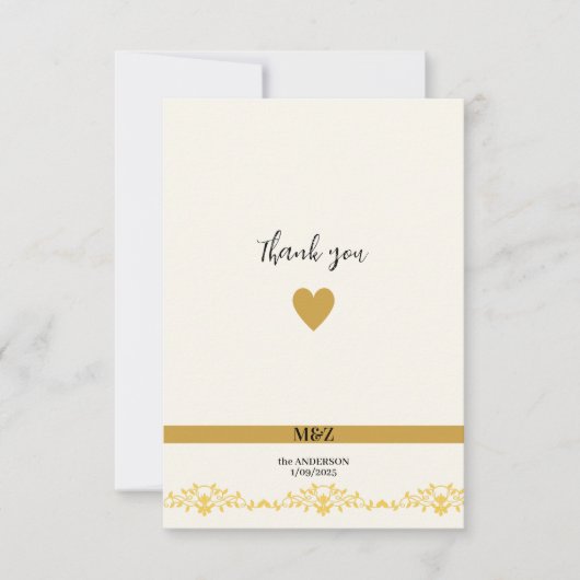 Koppel Monogram trouwdatum decoratieve boarder Bedankkaart (Voorkant)