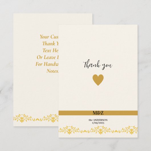 Koppel Monogram trouwdatum decoratieve boarder Bedankkaart (Voorkant / Achterkant)