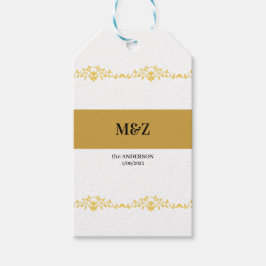 Koppel Monogram trouwdatum decoratieve boarder Cadeaulabel