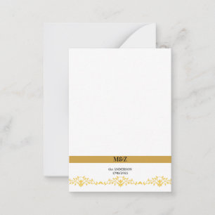 Koppel Monogram trouwdatum decoratieve boarder Notitiekaartje